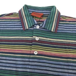 MISSONI タグ付き ポロシャツ マルチボーダー 長袖 トップス オンワード樫山 イタリア製 48 Lサイズ マルチカラー
