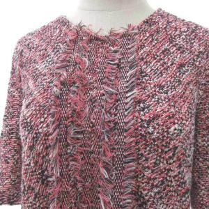 Leilian ツイードニットワンピース ピンク