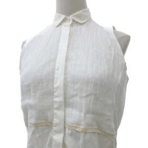 BRUNELLO CUCINELLI 切替レースシャツ ノースリーブ L ホワイト