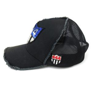 YOSHINORI KOTAKE DESIGN メッシュ キャップ 帽子 444 ワッペン ワンポイント スパンコール コットン 黒 ブラック N