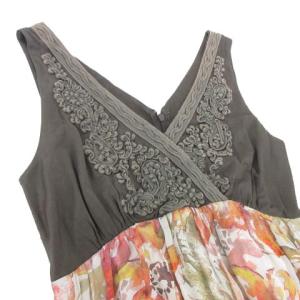 GRACE CONTINENTAL 刺繍ノースリーブシルクシフォンワンピース 36 ベージュ