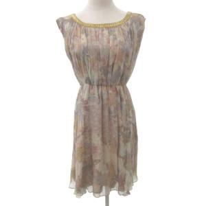 フレア花柄ノースリーブミニワンピース 34 ブラウン