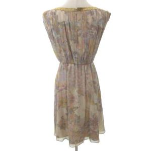 GRACE CONTINENTAL フレア花柄ノースリーブミニワンピース 34 ブラウン