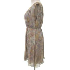 GRACE CONTINENTAL フレア花柄ノースリーブミニワンピース 34 ブラウン