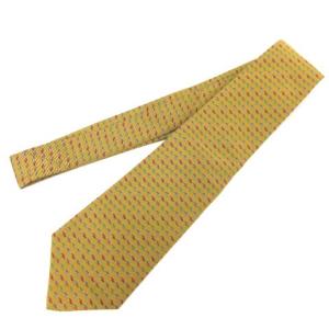 HERMES シルクボーダーネクタイ マスタード