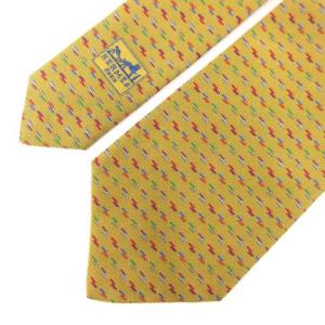HERMES シルクボーダーネクタイ マスタード