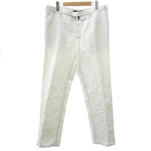 パンツ スラックス CHINOLINO スリムフィット リネン コットン 無地 大きいサイズ 54 3L相当 白 ホワイト