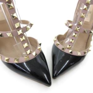 VALENTINO ロックスタッズ パンプス ハイヒール ポインテッドトゥ エナメル イタリア製 黒