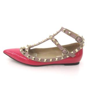 VALENTINO ロックスタッズ パンプス フラット ポインテッドトゥ エナメル