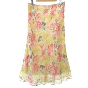 RALPH LAUREN シルク花柄シフォンスカート ベージュ