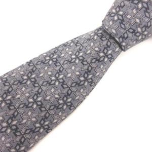 総柄 シルク サテン ネクタイ グレー