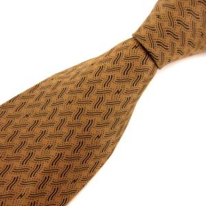 総柄 シルク サテン ネクタイ 茶 ブラウン