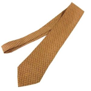 HERMES 総柄 シルク サテン ネクタイ 茶 ブラウン