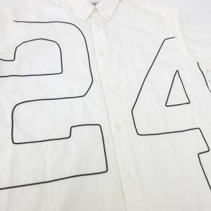 HERMES ボタンダウン カジュアルシャツ 刺繍 フランス製 40 オフホワイト