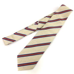 HERMES ネクタイ レギュラータイ リネン混 レジメンタルストライプ ベージュ FK IBO11