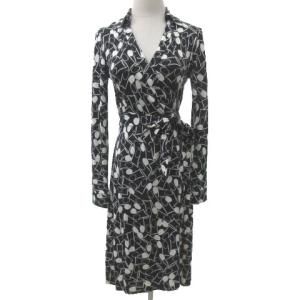 ラップ ワンピース ロング 総柄 4 M ブラック