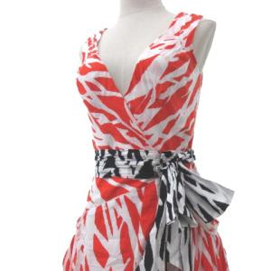DIANE von FURSTENBERG ウエストリボンラップワンピース 2 レッド
