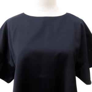 DRESSTERIOR 近年モデル ブラウス プルオーバーシルク混 半袖 M ネイビー 