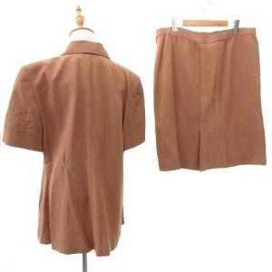 GIVENCHY スーツセットアップ 半袖 刺繍 フランス製 リネン混 レーヨン 46 ダークベージュ