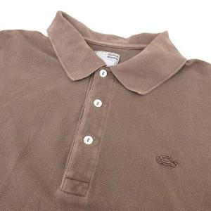 LACOSTE DEVANLAY社製 ポロシャツ 半袖 ヴィンテージウォッシュ 鹿の子 カットソー 8 XLサイズ 茶 ブラウン