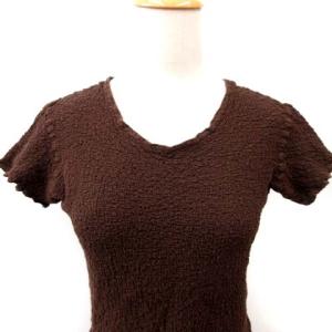 me ISSEY MIYAKE カットソー 半袖 ストレッチ MI24FK429 茶 ブラウン S FK