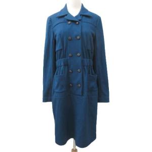 CHANEL 09A ワンピース ひざ丈 ウール ダブル ココマークボタン フランス製 40 ブルー