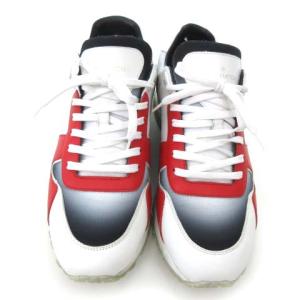 LOUIS VUITTON グラデーション スニーカー キャンバス モノグラム 6.5 25.5cm ホワイト レッド