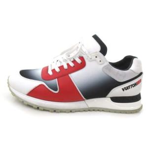 LOUIS VUITTON グラデーション スニーカー キャンバス モノグラム 6.5 25.5cm ホワイト レッド