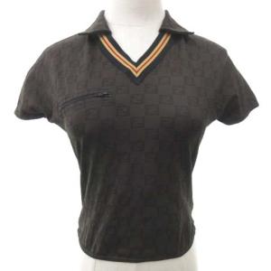 FENDI ズッカ柄クロップドポロシャツ 40 ブラウン