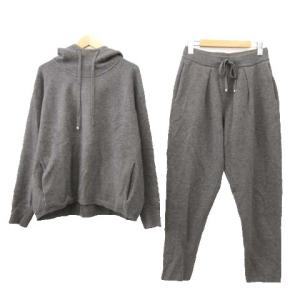 近年モデル カシミヤミックス セットアップ ニット パーカー パンツ 上下 38 約Mサイズ グレージュ系