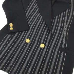 VERSACE スーツ ストライプ ジャケット スカート 上下 セットアップ メデューサボタン イタリア製 38-40 ブラック