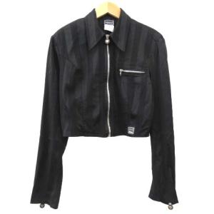 VERSACE セットアップ ストライプ ジャケット ミニスカート メデューサジップ 上下 S?Mサイズ 黒 ブラック