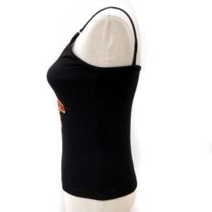 GIANNI VERSACE キャミソール メデューサ 刺繍 ストレッチ ショート丈 黒 ブラック XS相当