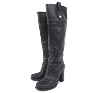 メダリオン ロングブーツ 37 ブラック