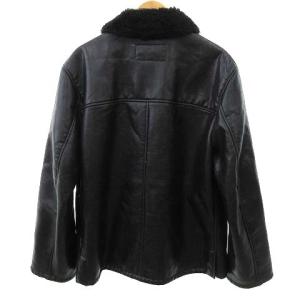 ARMANI JEANS フェイクレザー コート ボタン 裏ボア 国内正規 48 L 黒 ブラック