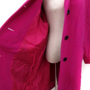 YVES SAINT LAURENT ヴィンテージ ノーカラーコート ロング ビックシルエット オーバーサイズ ウール ショッキングピンク S アウター