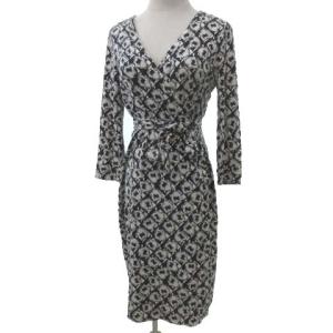 16SS 総柄シルクラップワンピース ブラック