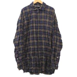 PALM ANGELS 20AW アーチロゴ シャツ チェック スプラッシュペイント ネイビー