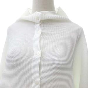 me ISSEY MIYAKE 21SS カーディガン シャツ ドルマンスリーブ プリーツ ハイネック F ホワイト IBO15