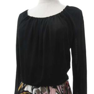 Emilio Pucci イタリア製 国内正規 ワンピース ロング シフォン 切替 40 M ブラック IBO15