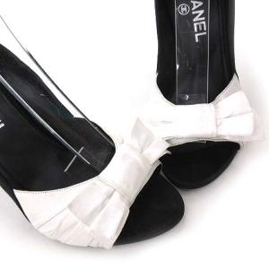 CHANEL サンダル リボン ハイヒール セパレート パンプス グログラン地 ココマーク イタリア製 バイカラー