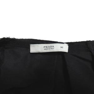 PRADA スカート ひざ丈 インバーテッドプリーツ シルク36 ウエストリボン ブラック
