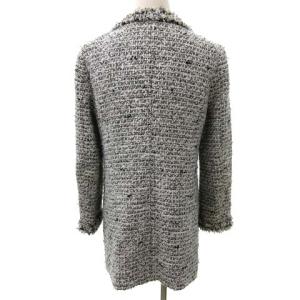 Grace Class ノーカラージャケット ツイード ロング フリンジ 白 ホワイト 黒 ブラック 38 M相当 アウター FK IBO15