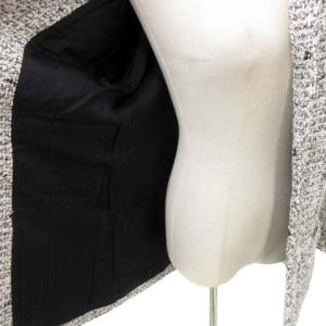 Grace Class ノーカラージャケット ツイード ロング フリンジ 白 ホワイト 黒 ブラック 38 M相当 アウター FK IBO15