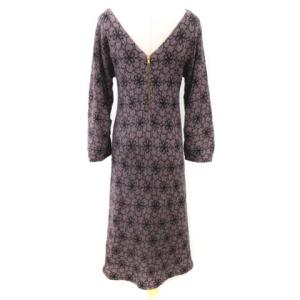 MARC by MARC JACOBS 花柄ニット七分袖ワンピース XS パープル