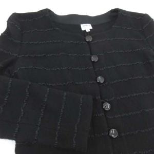 ARMANI COLLEZIONI イタリア製 国内正規 ニット カーディガン フリルパイピング 44 M ブラック  IBO15