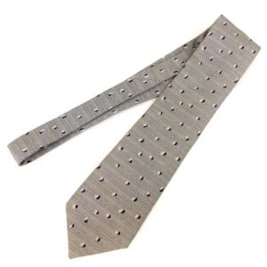 HERMES ネクタイ ドット シルク100% フランス製 グレー ネイビー