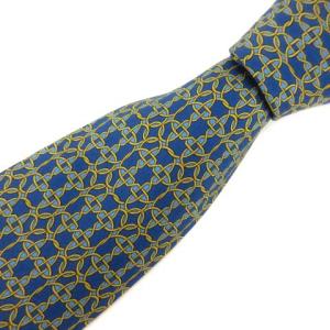 ネクタイ ワイドタイ シルク100% 総柄 フランス製 ブルー