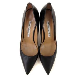 PELLICO パンプス ピンヒール ポインテッドトゥ レザー 黒 ブラック 38 24cm相当 靴 シューズ