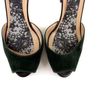 PELLICO サンダル ピンヒール ベルベット レザー アンクルストラップ 37.5 緑